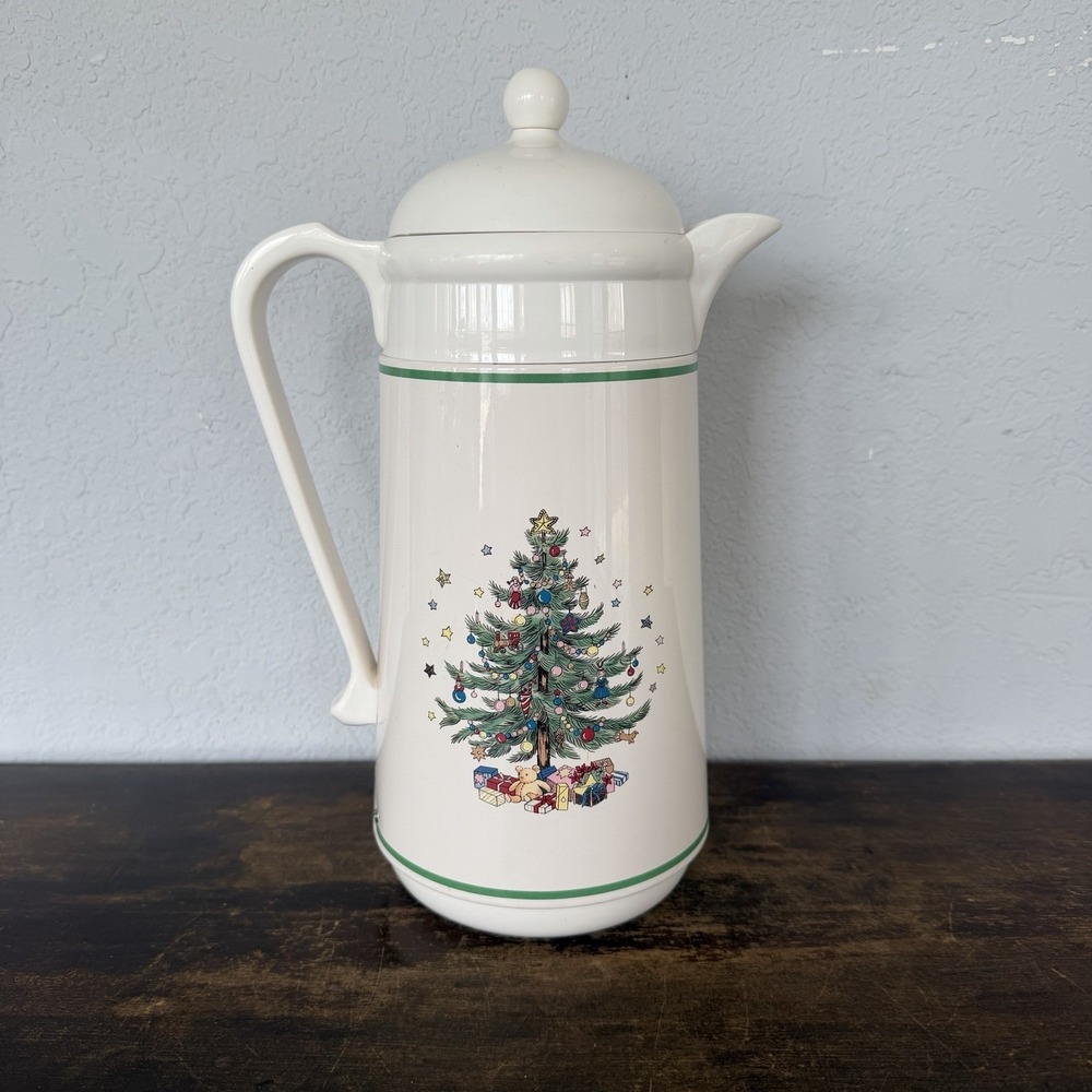 Vintage Nikko Christmas 1 Liter Thermal Glass Vacuum Coffee Carafe